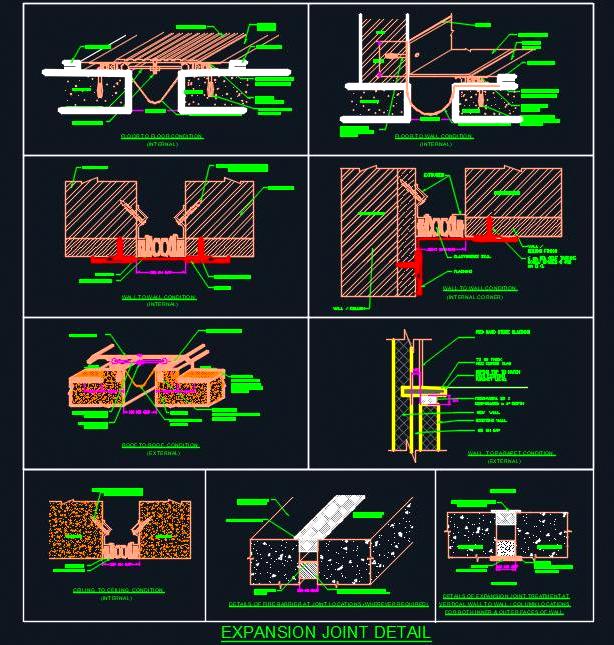 Expansion Joint CAD DWG- Floor, Wall, Ceiling, Roof Details